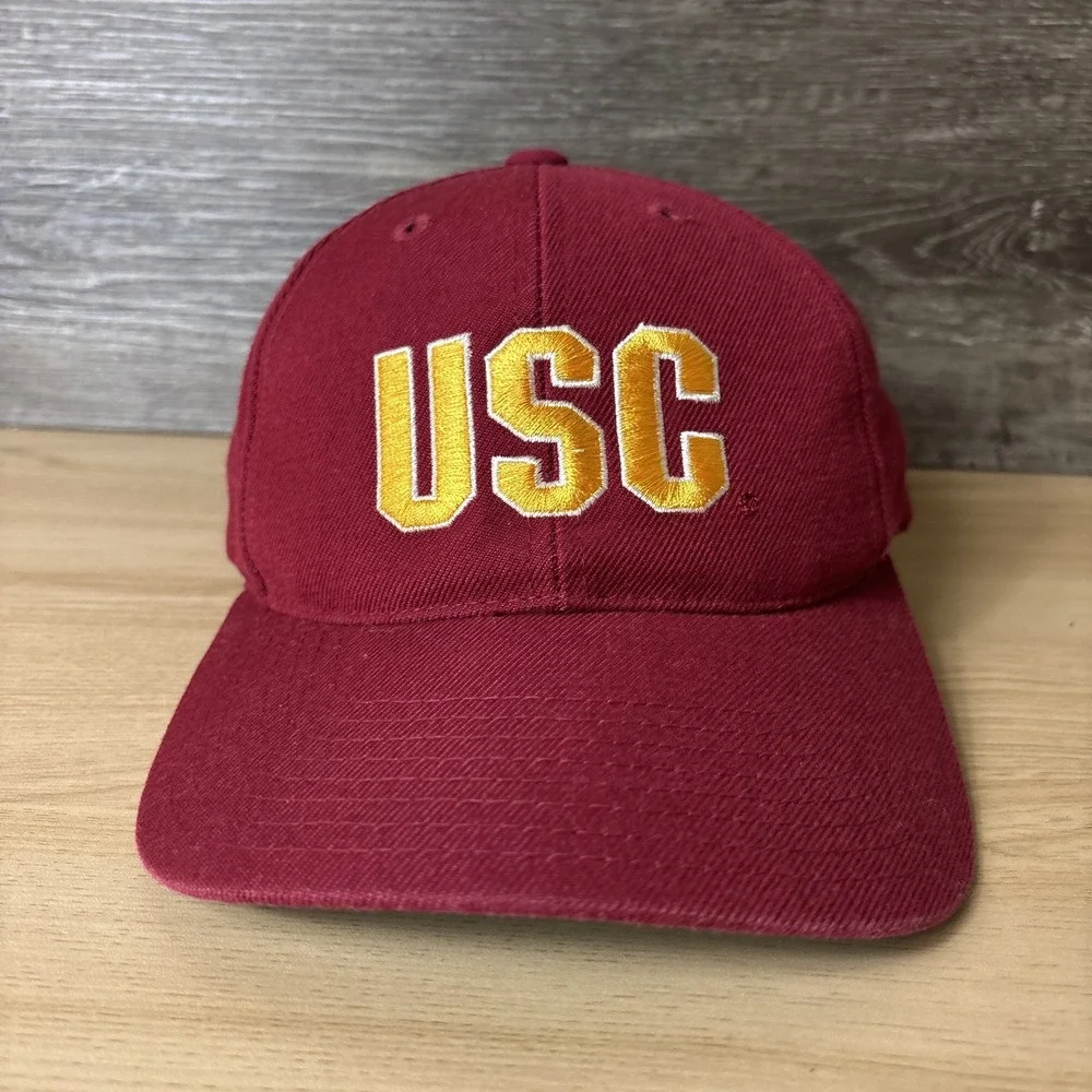 Vintage USC Trojans Hat Cap Snap Back Script NCAA Football American Needle